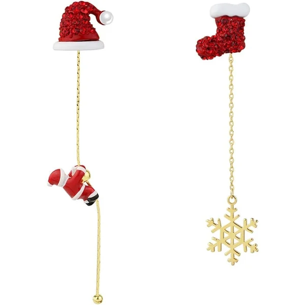 Sliding Santa Asymmetric Earrings and Santa Claus Climbing Rope