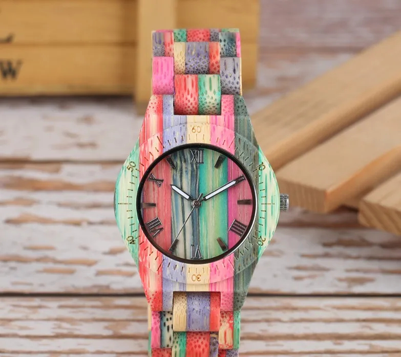 Colored Bamboo Wood Handmade Couple Watch