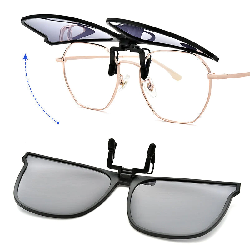 New Polarized Clip On Flip Up Sunglasses