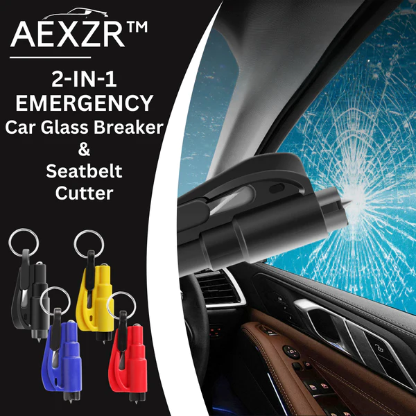 AEXZR 2-in-1 Emergency Car Glass Breaker & Seatbelt Cutter