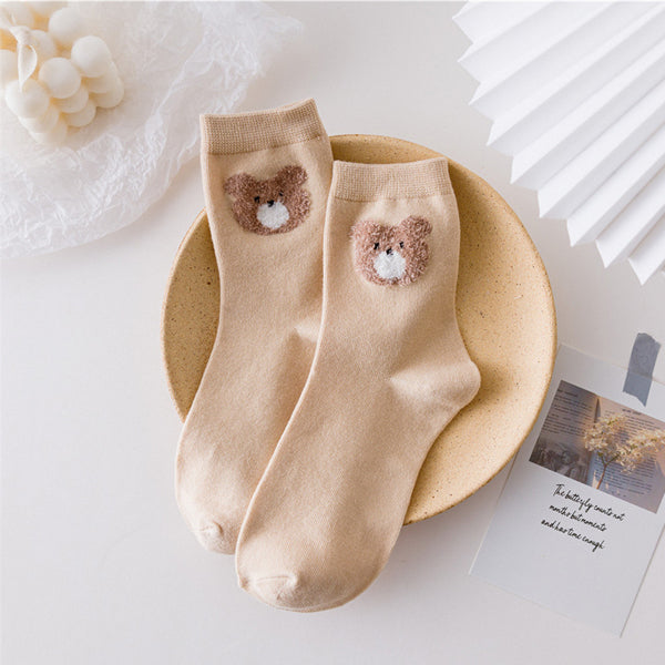 Lovely Bear Middle Tube Socks