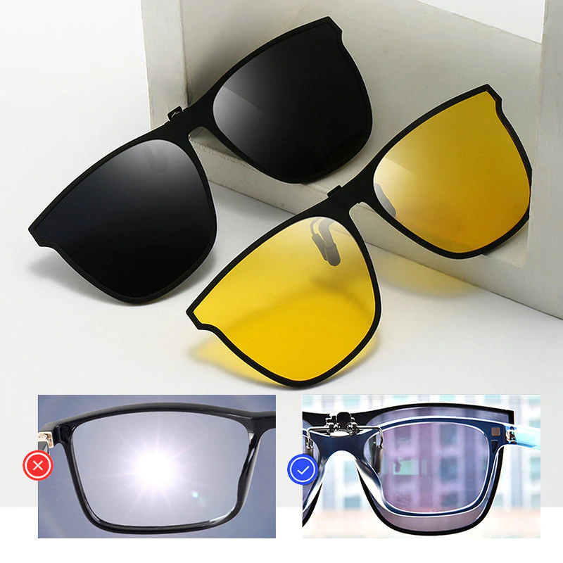 New Polarized Clip On Flip Up Sunglasses