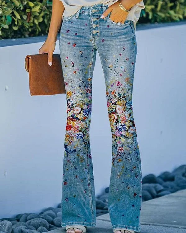 90s Vintage Button Fly High Waist Flare Leg Jeans