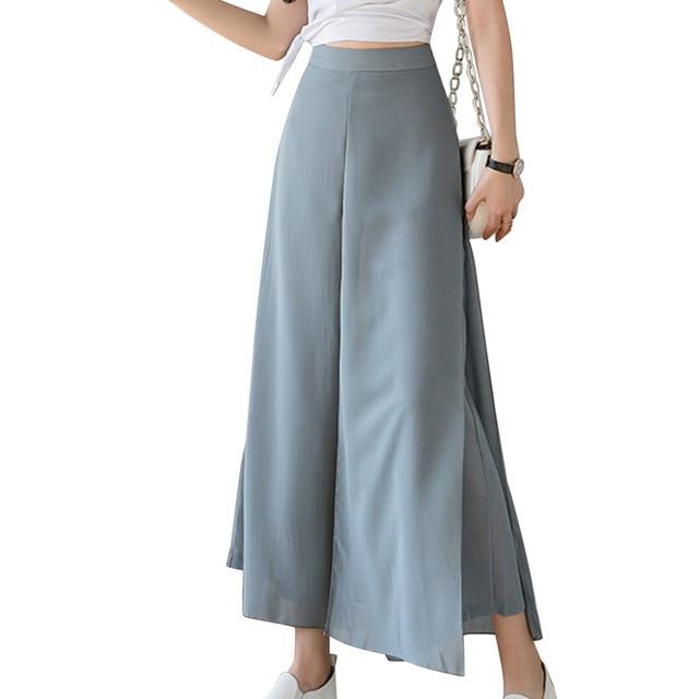 Ice Silk Chiffon Wide-Leg Pants