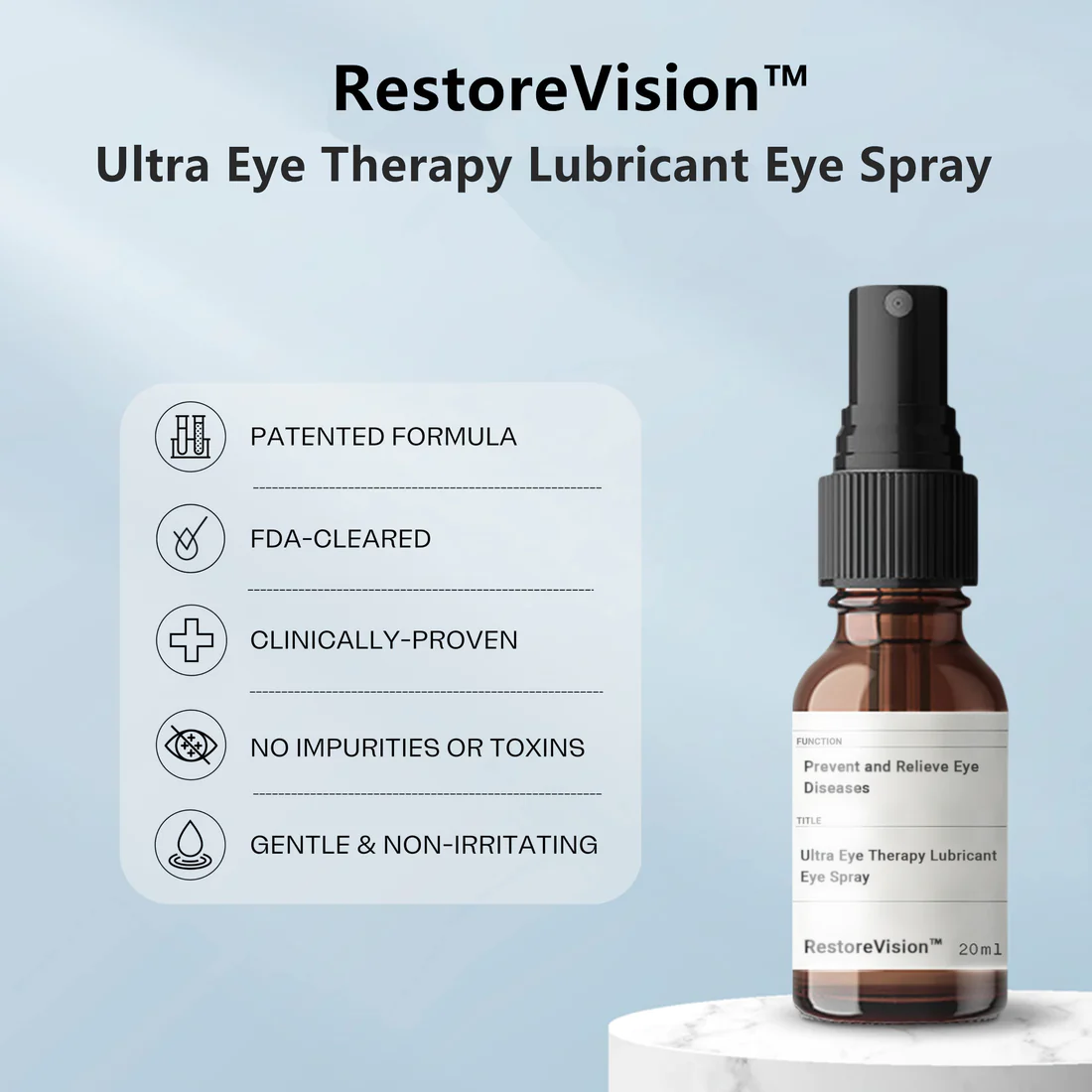 RestoreVision Ultra Eye Therapy LubricantRestoreVision , Perservative Free, Prevent and Relieve Eye Diseases, FDA Cleared Formula, 20mL (0.68oz)