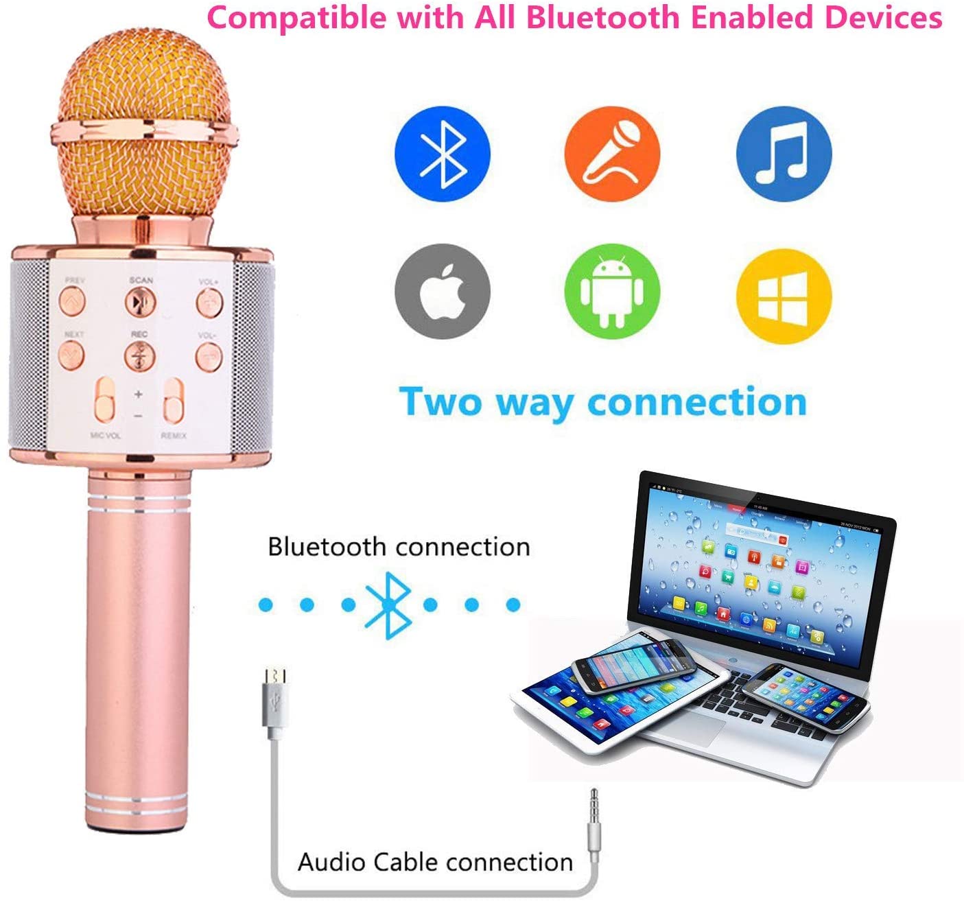 Wireless Bluetooth Karaoke Handheld Microphone