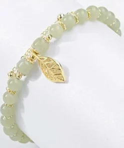 Hetian Jade Gold Leaf Bracelet