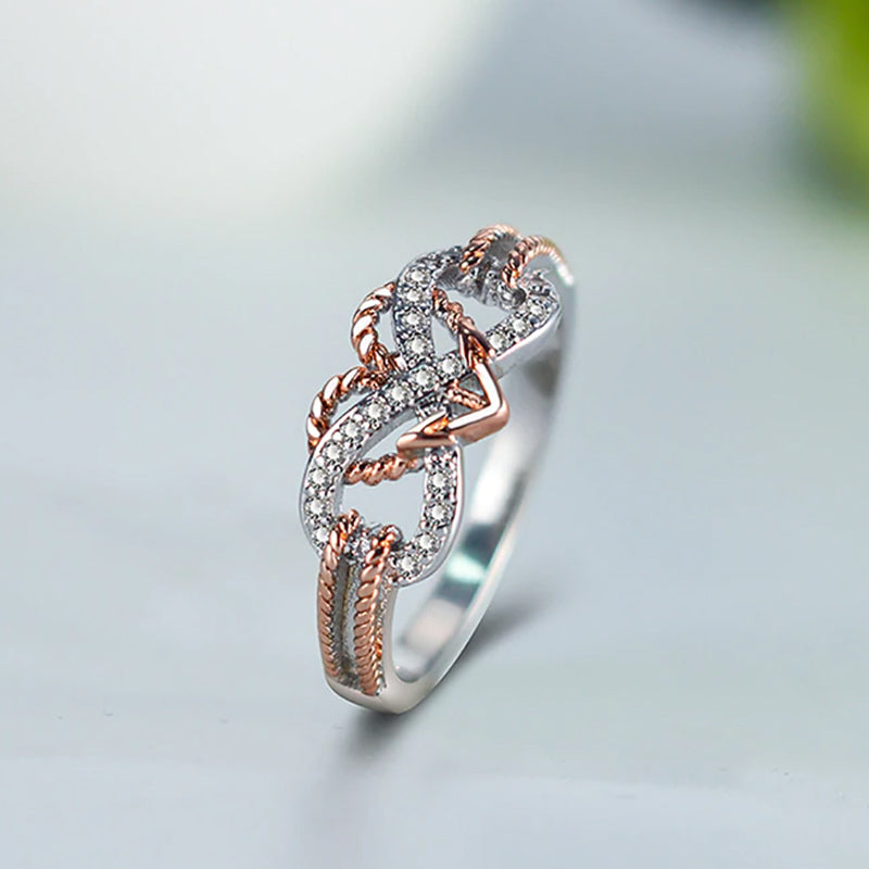 Two Tone Anchor Heart Ring