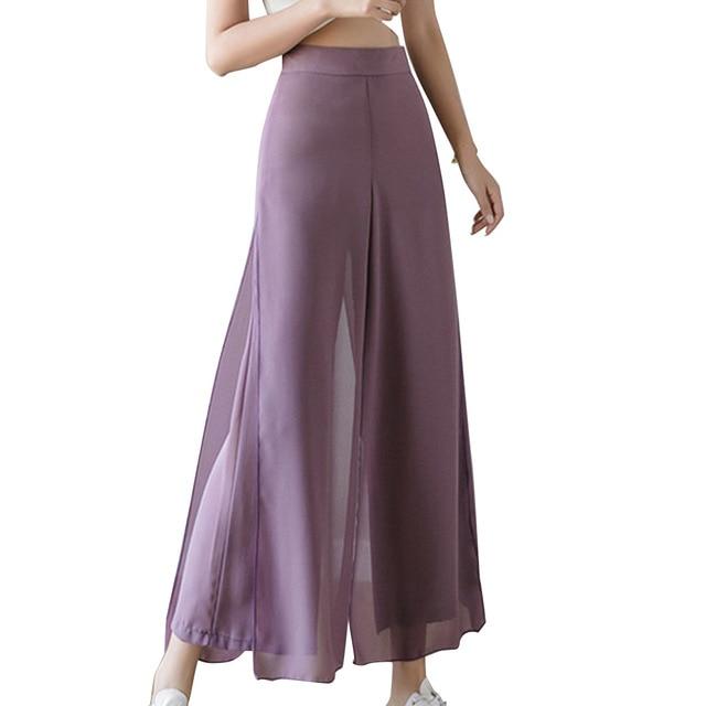 Ice Silk Chiffon Wide-Leg Pants