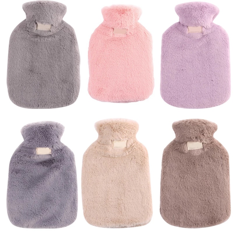 Hot Water Bottle with Soft Fur Cover