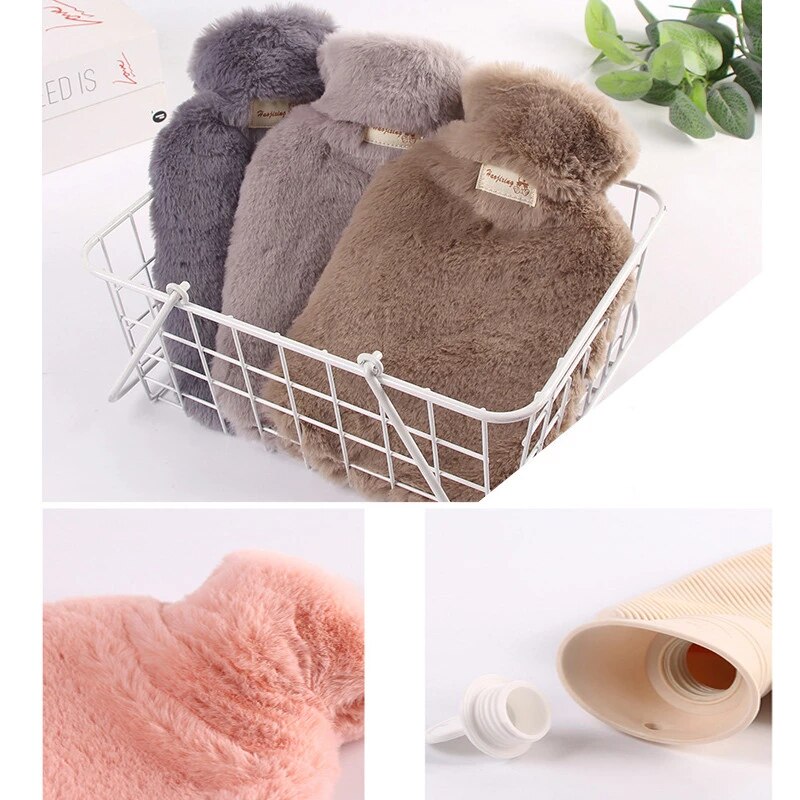 Hot Water Bottle with Soft Fur Cover