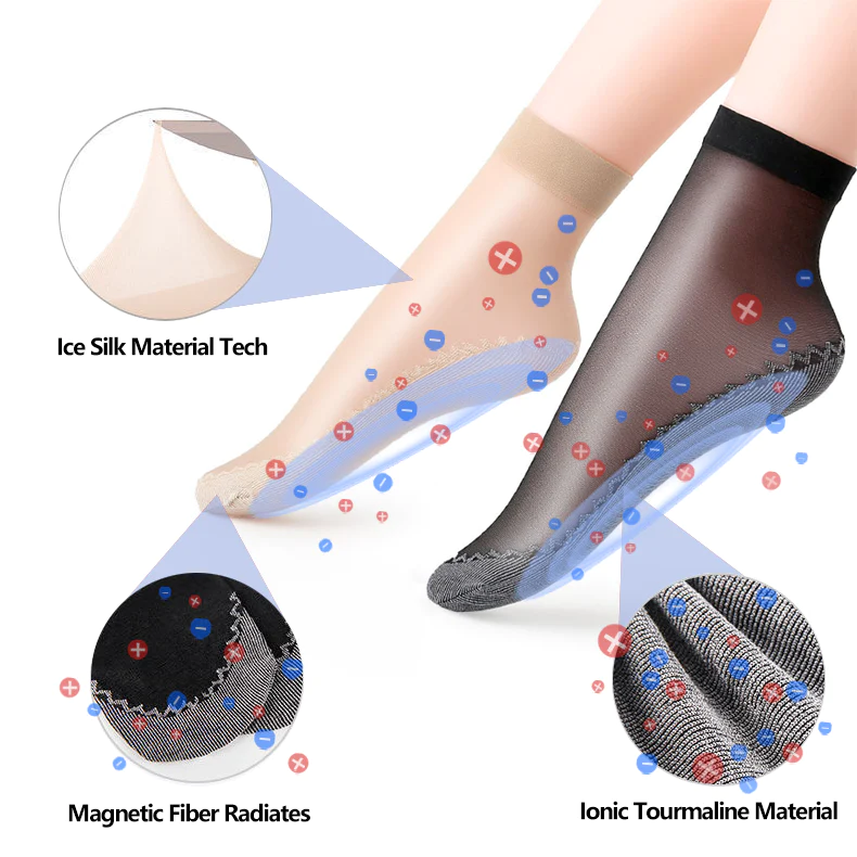 BLUESHOT Tourmaline Ions Magnetic Fiber Ice Silk Socks