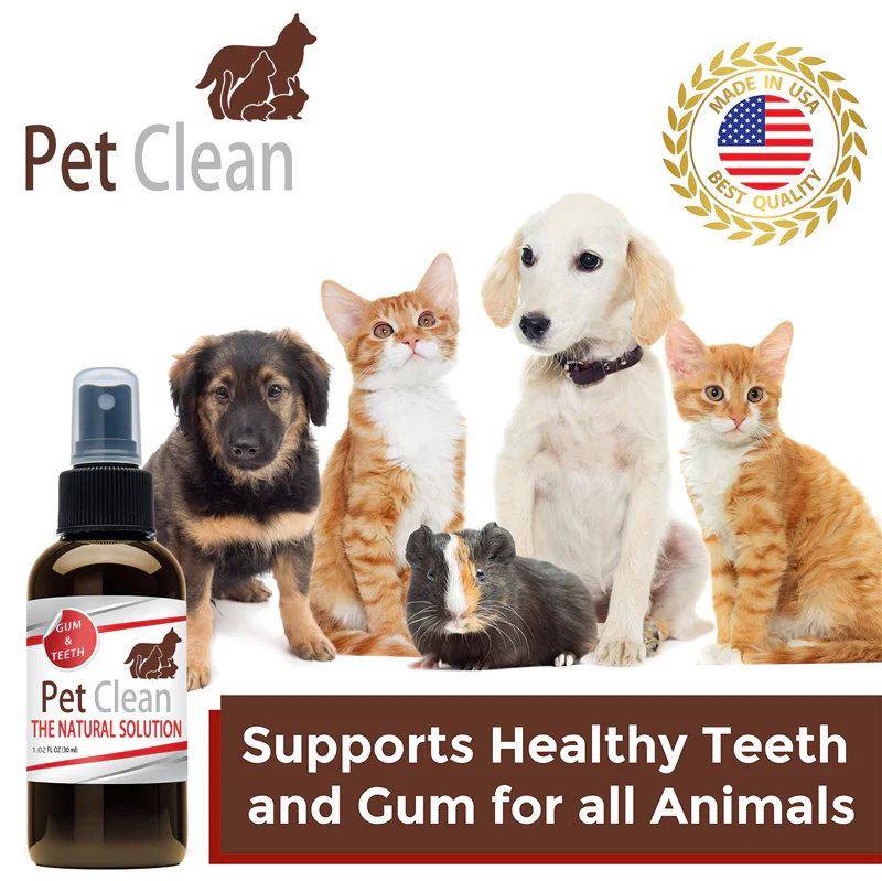 Pet Clean Teeth Cleaning Spray for Dogs & Cats, Eliminate Bad Breath, Targets Tartar & Plaque, Without Brushing