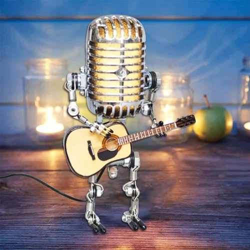 Vintage Metal Microphone Robot Desk Lamp