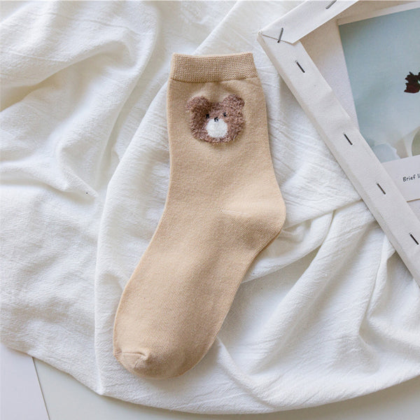 Lovely Bear Middle Tube Socks