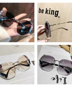 Vintage Fashion Rimless Crystal Sunglasses