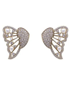 Butterfly Earrings With Pearls And Diamonds