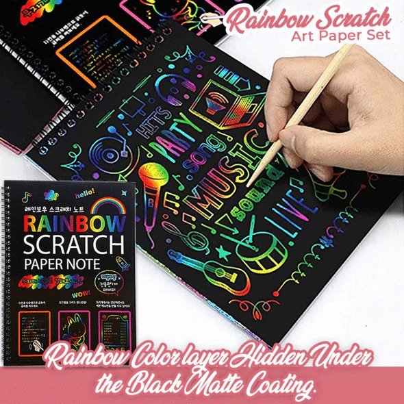 Rainbow Scratch Art Paper Set