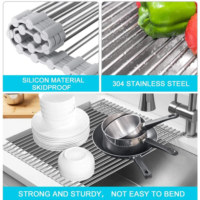 Stainless Steel Roll Up Dish Drying Rack