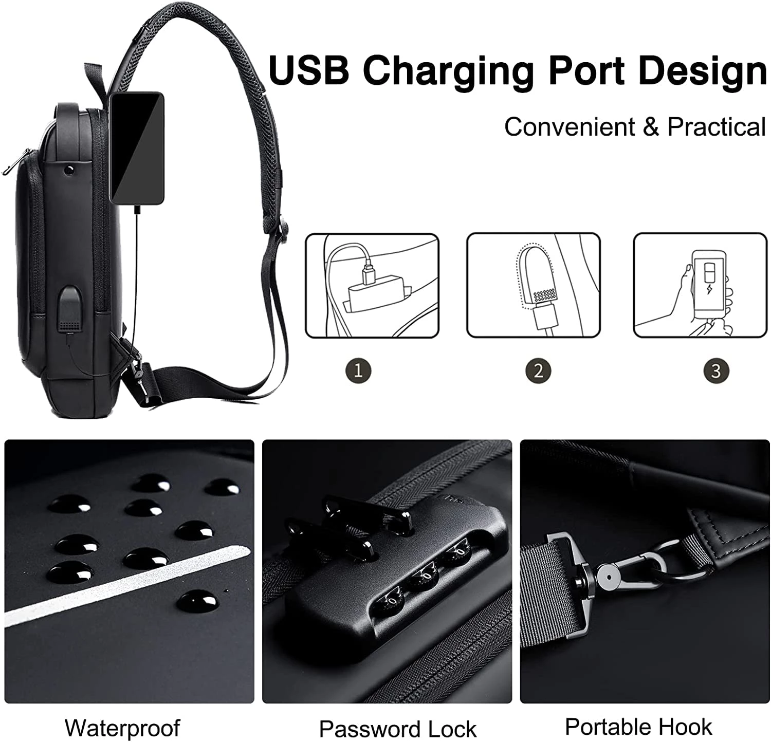 USB Sling Anti Theft Waterproof Backpack