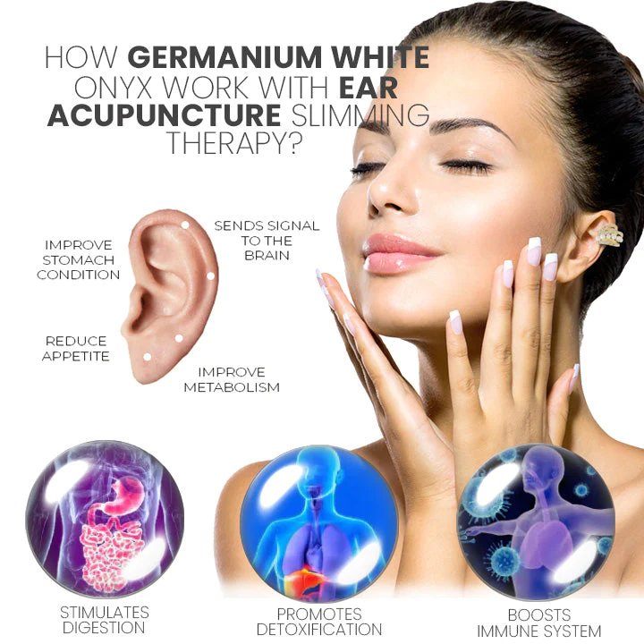 Oveallgo Astennu Lymphvity Auriculotherapy White Onyx EarCuff