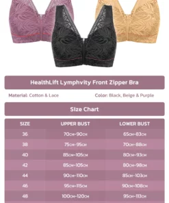 HealthLift Lymphvity Front Zipper Bra