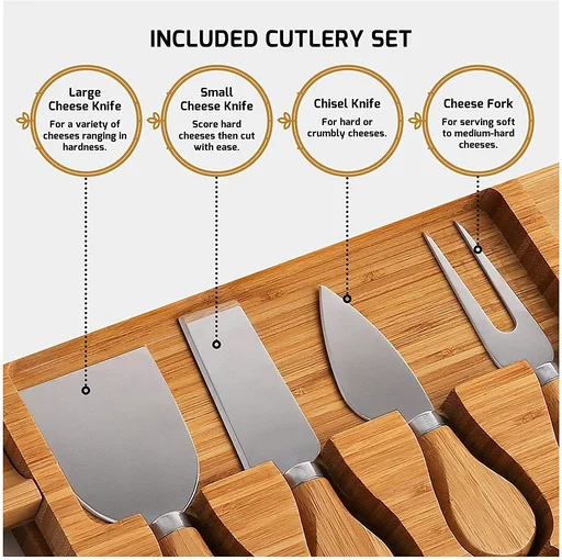 Bamboo Cheese Board and Cutlery Set