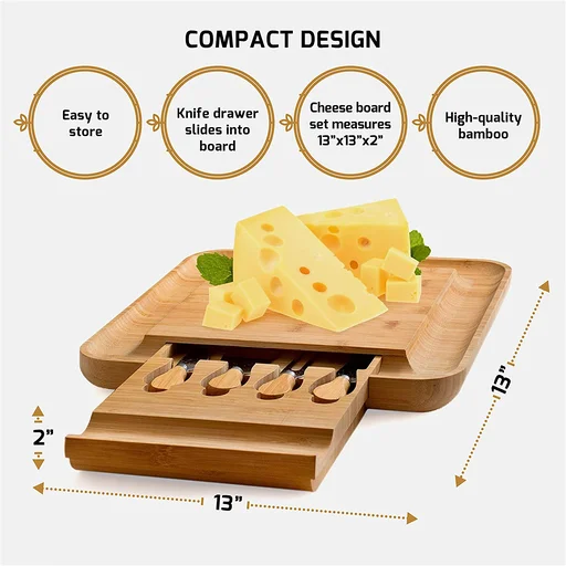 Bamboo Cheese Board and Cutlery Set