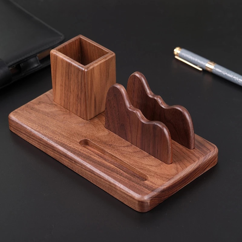 Desk Organizer Wood Pen Holder