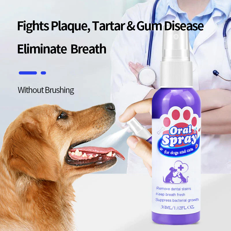 PetryŽ Teeth Cleaning Spray for Dogs & Cats, Eliminate Bad Breath, Targets Tartar & Plaque, Without Brushing