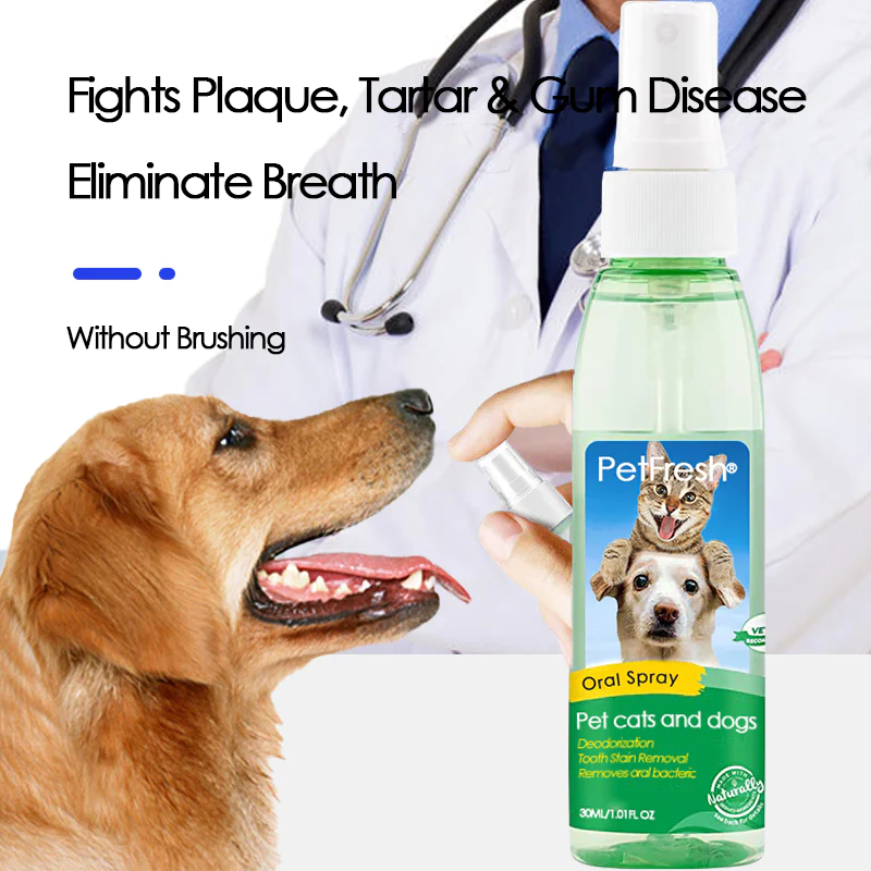 PetFreshŽ Teeth Cleaning Spray for Dogs & Cats, Eliminate Bad Breath, Targets Tartar & Plaque, Without Brushing