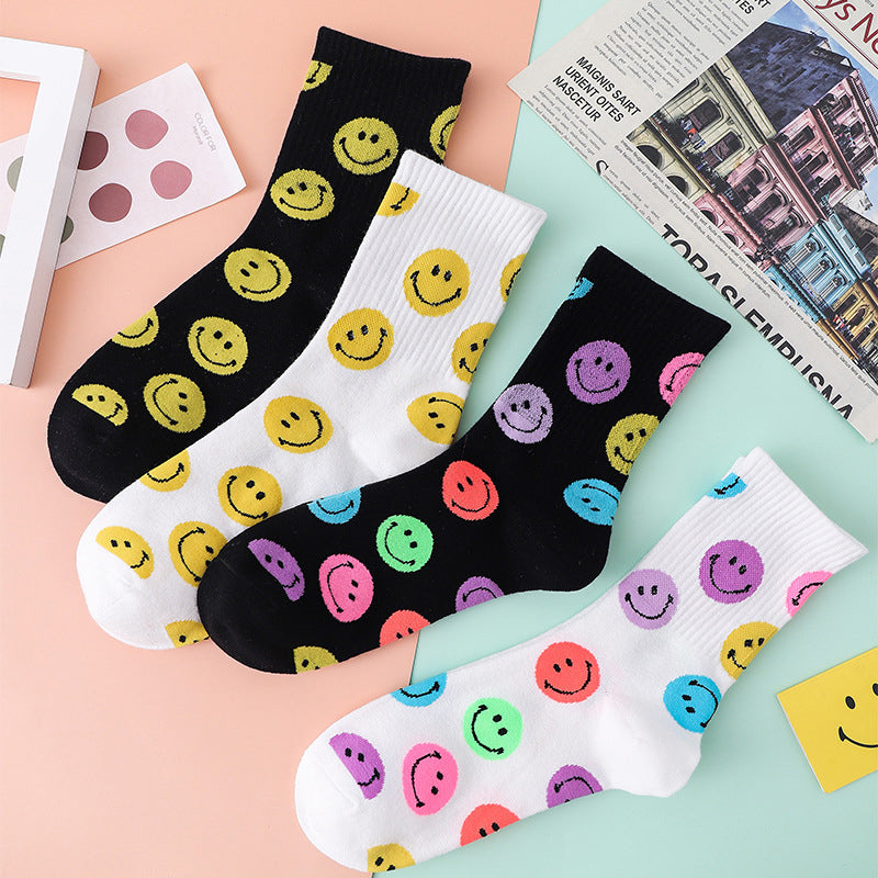 Cartoon Smiley Printed Socks