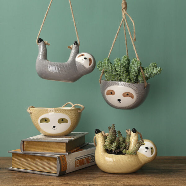 Ceramic Hanging Flower Plant Sloth Pot