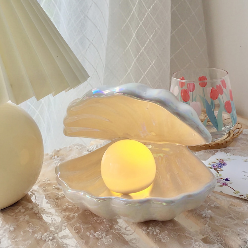 Ceramic Shell Lamp Pearl Night Light