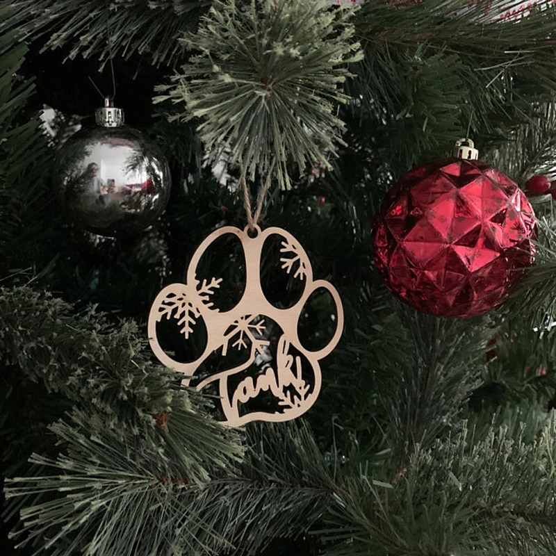 Christmas Dog Paw Ornament