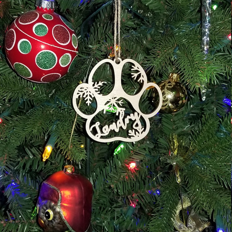 Christmas Dog Paw Ornament