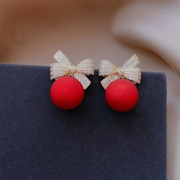 Red Zircon Crystal Christmas Earrings