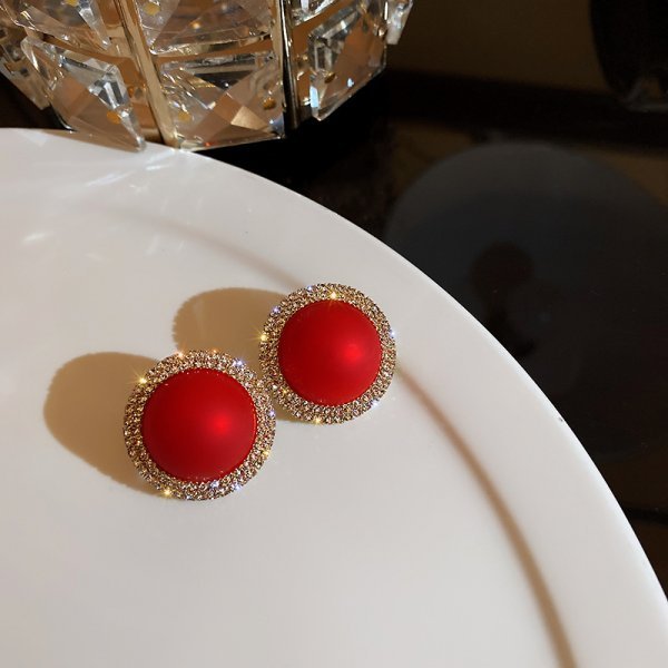 Red Zircon Crystal Christmas Earrings