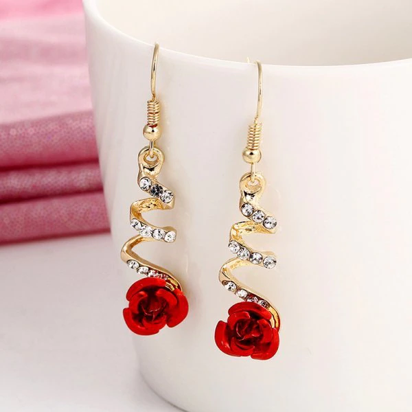 Red Zircon Crystal Christmas Earrings