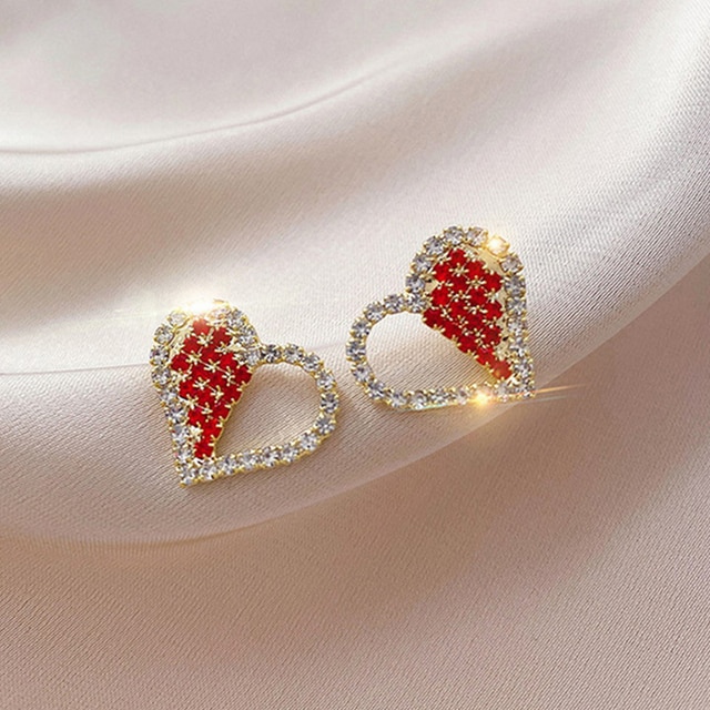 Red Zircon Crystal Christmas Earrings