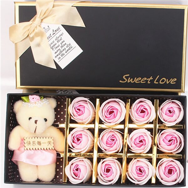 Valentine's Day Rose Soap Bear Gift Box