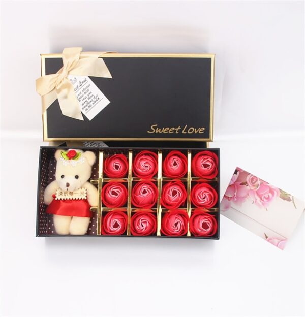 Valentine's Day Rose Soap Bear Gift Box