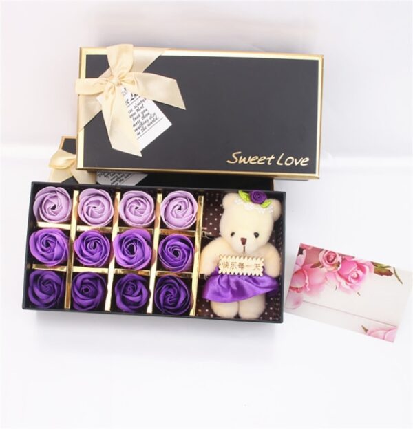 Valentine's Day Rose Soap Bear Gift Box