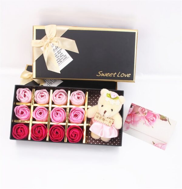 Valentine's Day Rose Soap Bear Gift Box