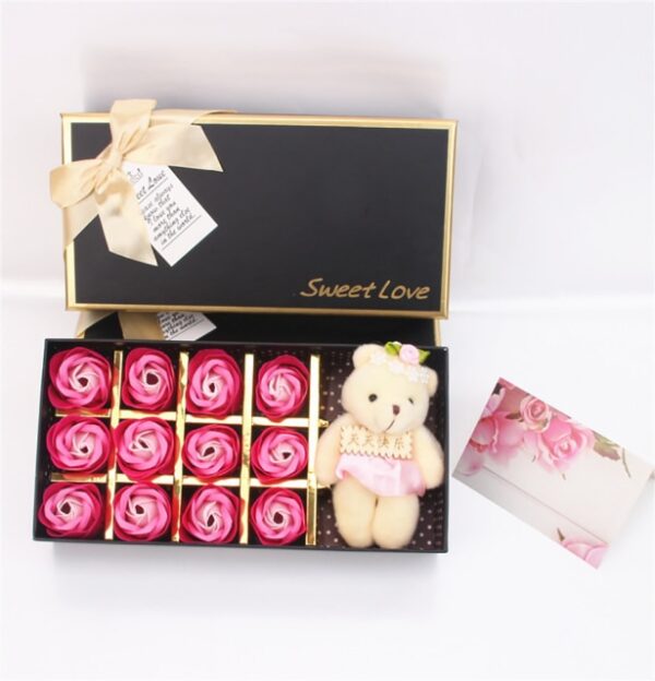 Valentine's Day Rose Soap Bear Gift Box