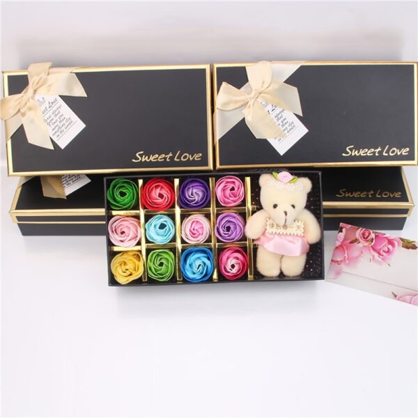 Valentine's Day Rose Soap Bear Gift Box