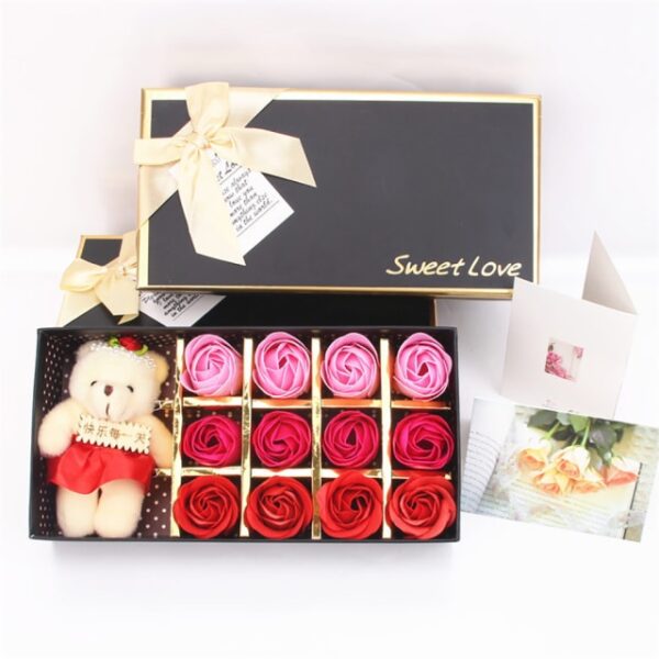 Valentine's Day Rose Soap Bear Gift Box