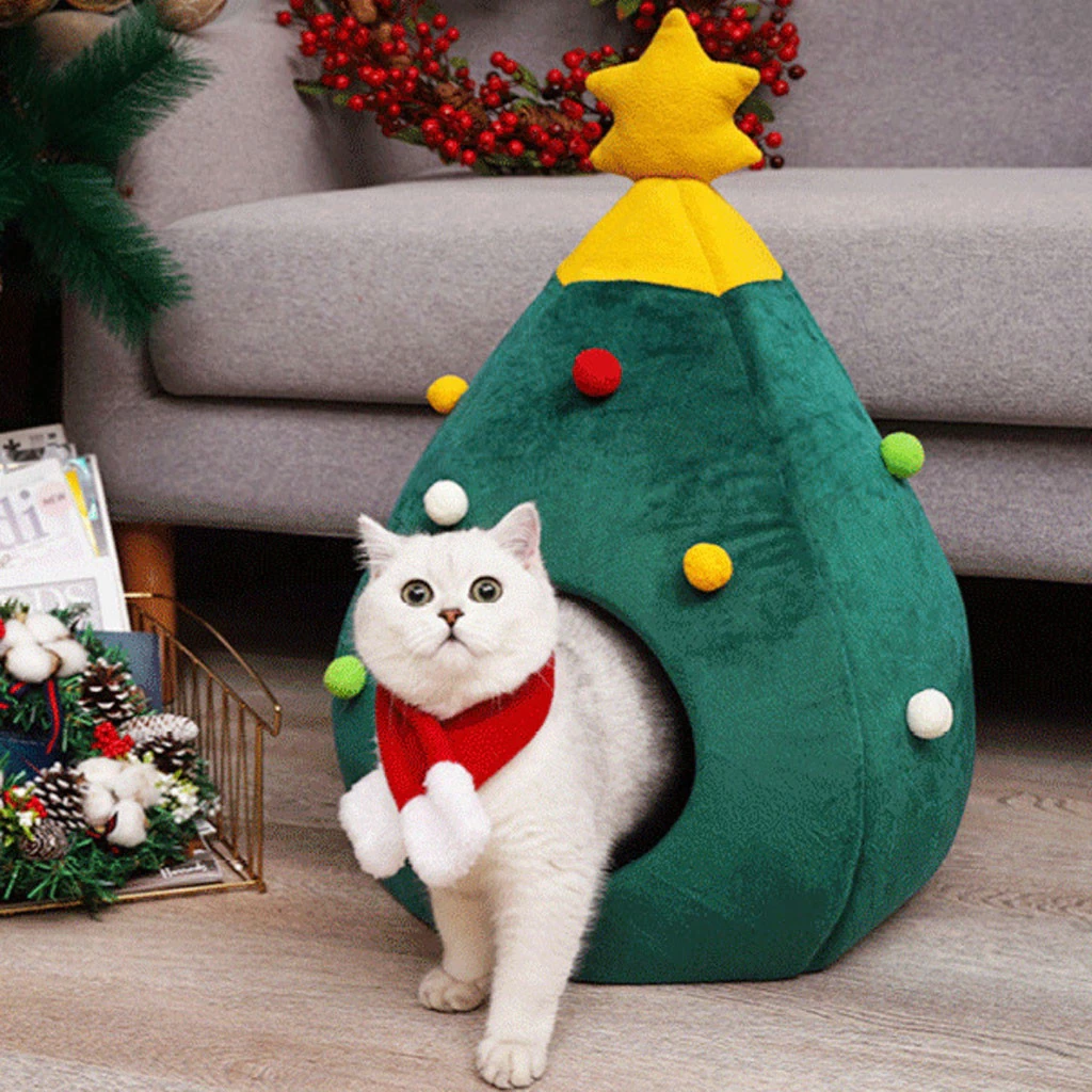 Christmas Tree Cat Bed