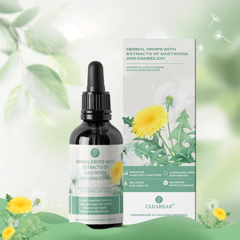 ClearEarŽ healing and restorative ear drop (cure for conditions such as external otitis, eczema, pseudomycosis of the ear canal, and tinnitus)