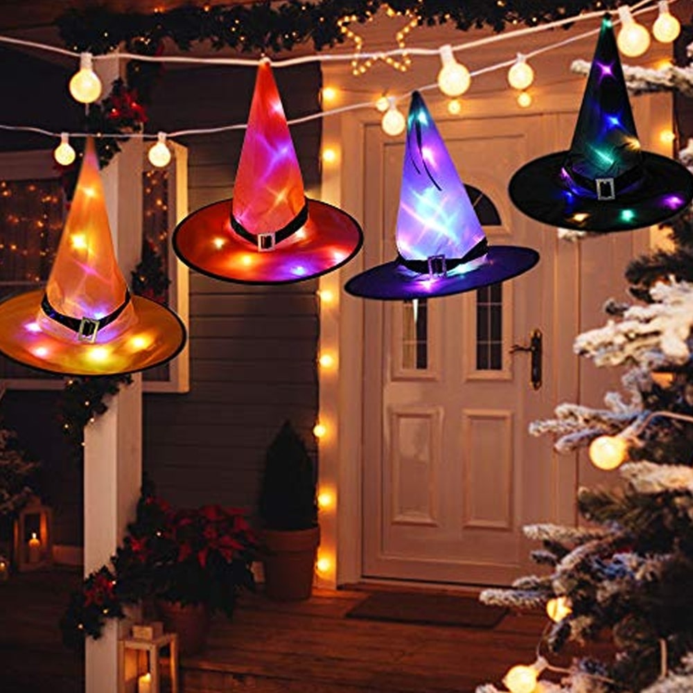 Colorful Hanging Halloween Witch Hat Lights